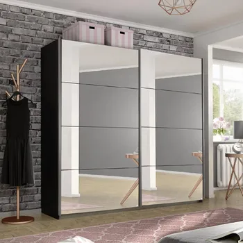 Belluno Metallic Dark Grey Mirrored 226cm 2 Door Sliding Wardrobe