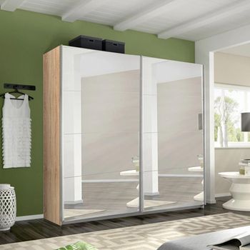 Belluno Mirrored Sonoma Oak 226cm 2 Door Sliding Wardrobe