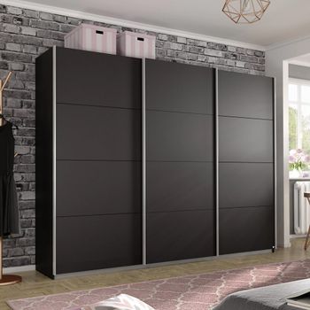 Belluno Metallic Dark Grey 271cm 3 Door Sliding Wardrobe
