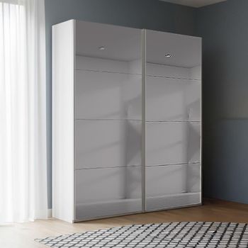 Beluga Extra Grey Mirrored Alpine White 137cm 2 Door Sliding Wardrobe