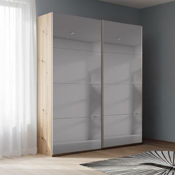 Beluga Extra Grey Mirrored Artisan Oak 137cm 2 Door Sliding Wardrobe