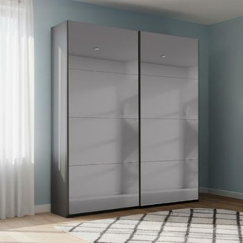 Beluga Extra Grey Mirrored Graphite 137cm 2 Door Sliding Wardrobe