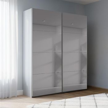 Beluga Extra Grey Mirrored Silk Grey 137cm 2 Door Sliding Wardrobe
