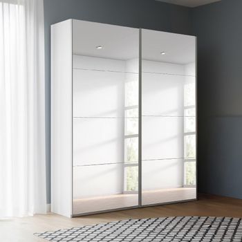 Beluga Extra Alpine White Mirrored 137cm 2 Door Sliding Wardrobe