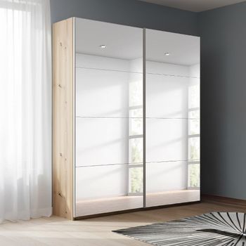 Beluga Extra Mirrored Artisan Oak 137cm 2 Door Sliding Wardrobe