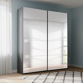 Beluga Extra Graphite Mirrored 137cm 2 Door Sliding Wardrobe