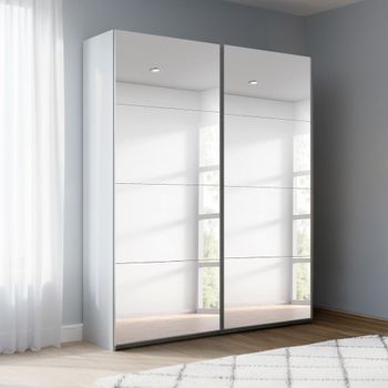 Beluga Extra Silk Grey Mirrored 137cm 2 Door Sliding Wardrobe