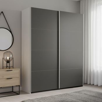 Beluga Extra Alpine White and Graphite 137cm 2 Door Sliding Wardrobe