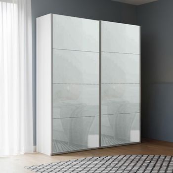 Beluga Extra Alpine White and Silk Grey Glass 137cm 2 Door Sliding Wardrobe