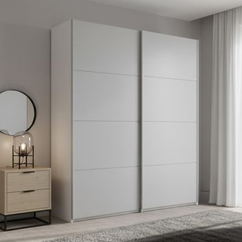 Beluga Extra Alpine White and Silk Grey 137cm 2 Door Sliding Wardrobe