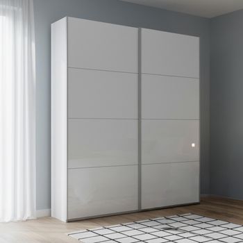 Beluga Extra Alpine White and White High Gloss 137cm 2 Door Sliding Wardrobe