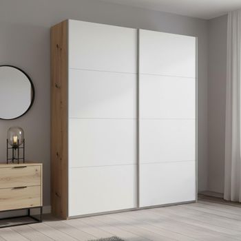 Beluga Extra Artisan Oak and Alpine White 137cm 2 Door Sliding Wardrobe