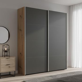 Beluga Extra Artisan Oak and Graphite 137cm 2 Door Sliding Wardrobe