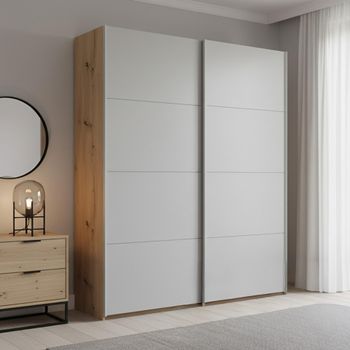 Beluga Extra Artisan Oak and Silk Grey 137cm 2 Door Sliding Wardrobe