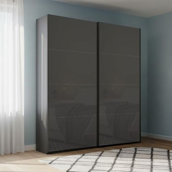 Beluga Extra Graphite and Basalt Glass 137cm 2 Door Sliding Wardrobe