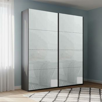 Beluga Extra Graphite and Silk Grey Glass 137cm 2 Door Sliding Wardrobe