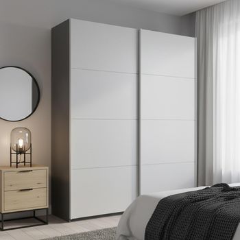 Beluga Extra Graphite and Silk Grey 137cm 2 Door Sliding Wardrobe