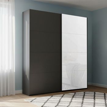 Beluga Extra Graphite and White Glass Front 137cm 2 Door Sliding Wardrobe