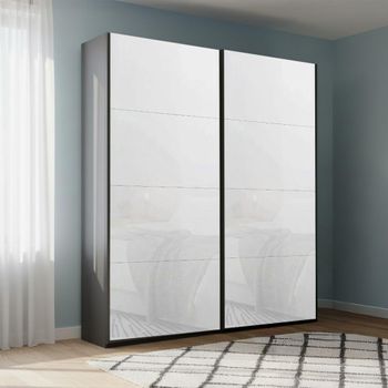 Beluga Extra Graphite and White Glass 137cm 2 Door Sliding Wardrobe