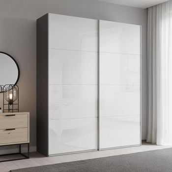 Beluga Extra Graphite and White High Gloss 137cm 2 Door Sliding Wardrobe