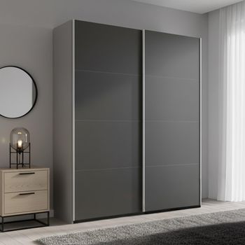 Beluga Extra Silk Grey and Graphite 137cm 2 Door Sliding Wardrobe