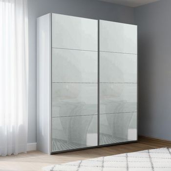Beluga Extra Silk Grey and Silk Grey Glass 137cm 2 Door Sliding Wardrobe