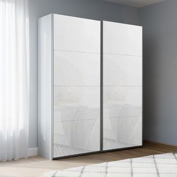 Beluga Extra Silk Grey and White Glass 137cm 2 Door Sliding Wardrobe