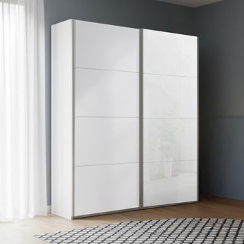 Beluga Extra White High Gloss and Alpine White Front 137cm 2 Door Sliding Wardrobe
