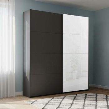 Beluga Extra White High Gloss and Graphite Front 137cm 2 Door Sliding Wardrobe