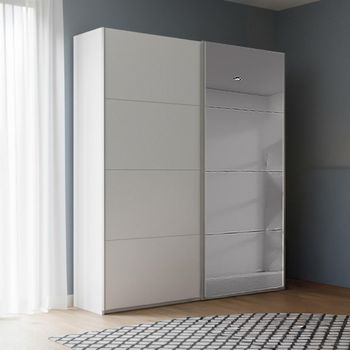 Beluga Extra Grey Mirror Alpine White 137cm 2 Door Sliding Wardrobe