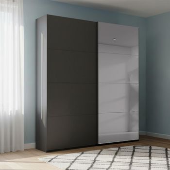 Beluga Extra Grey Mirror Graphite 137cm 2 Door Sliding Wardrobe