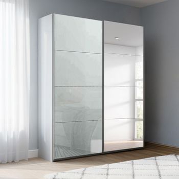 Beluga Extra Silk Grey and Silk Grey Glass 137cm 2 Door Mirror Sliding Wardrobe
