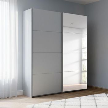 Beluga Extra Silk Grey 137cm 2 Door Mirror Sliding Wardrobe