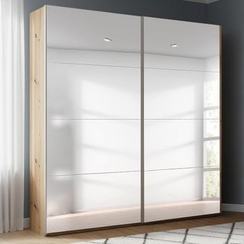 Beluga Extra Mirrored Artisan Oak 181cm 2 Door Sliding Wardrobe