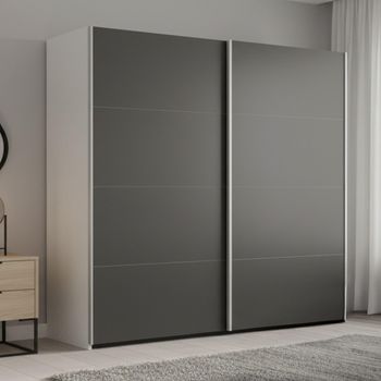 Beluga Extra Alpine White and Graphite 181cm 2 Door Sliding Wardrobe