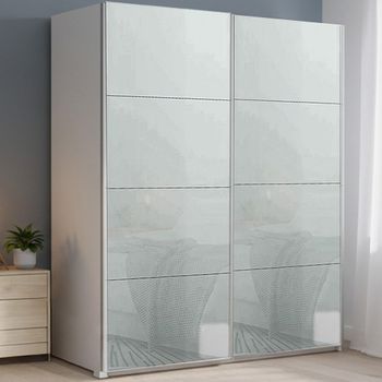Beluga Extra Alpine White and Silk Grey Glass 181cm 2 Door Sliding Wardrobe