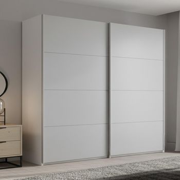 Beluga Extra Alpine White and Silk Grey 181cm 2 Door Sliding Wardrobe
