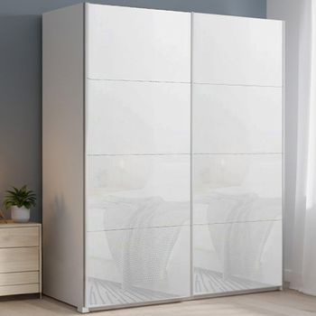 Beluga Extra Alpine White and White Glass 181cm 2 Door Sliding Wardrobe