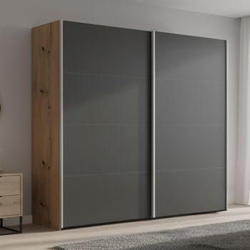 Beluga Extra Artisan Oak and Graphite 181cm 2 Door Sliding Wardrobe