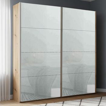 Beluga Extra Artisan Oak and Silk Grey Glass 181cm 2 Door Sliding Wardrobe