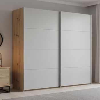 Beluga Extra Artisan Oak and Silk Grey 181cm 2 Door Sliding Wardrobe