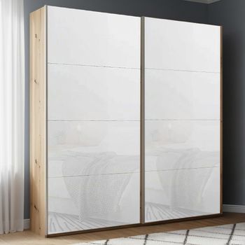 Beluga Extra Artisan Oak and White Glass 181cm 2 Door Sliding Wardrobe
