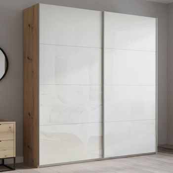 Beluga Extra Artisan Oak and White High Gloss 181cm 2 Door Sliding Wardrobe
