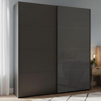 Beluga Extra Graphite and Basalt Glass Front 181cm 2 Door Sliding Wardrobe