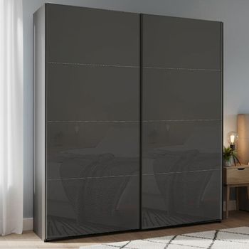 Beluga Extra Graphite and Basalt Glass 181cm 2 Door Sliding Wardrobe