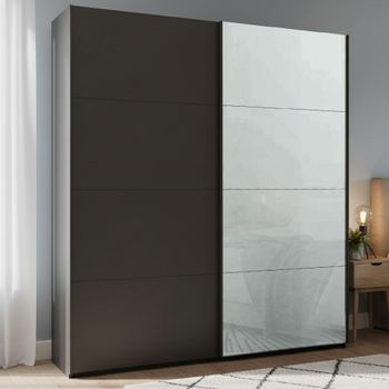 Beluga Extra Graphite and Silk Grey Glass Front 181cm 2 Door Sliding Wardrobe