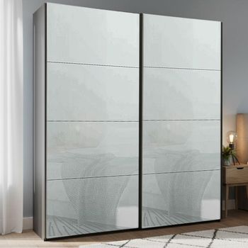 Beluga Extra Graphite and Silk Grey Glass 181cm 2 Door Sliding Wardrobe