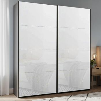 Beluga Extra Graphite and White Glass 181cm 2 Door Sliding Wardrobe