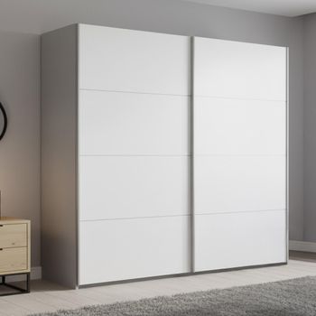 Beluga Extra Silk Grey and Alpine White 181cm 2 Door Sliding Wardrobe