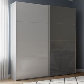 Beluga Extra Silk Grey and Basalt Glass Front 181cm 2 Door Sliding Wardrobe